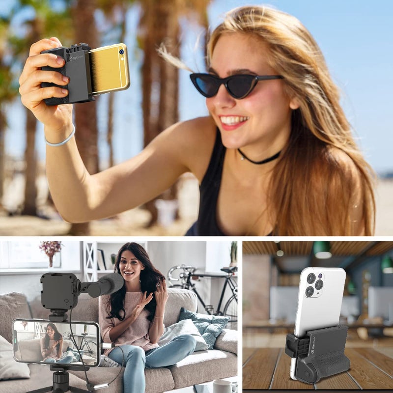 DigiPower Pocket Grip Stabilizer with Wireless Shutter Remote & Table-Top Mini Tripod for Mobile Phone, Works with iPhones & Android Smartphones for Filming YouTube, TikTok, & Instagram Videos, - Image 4